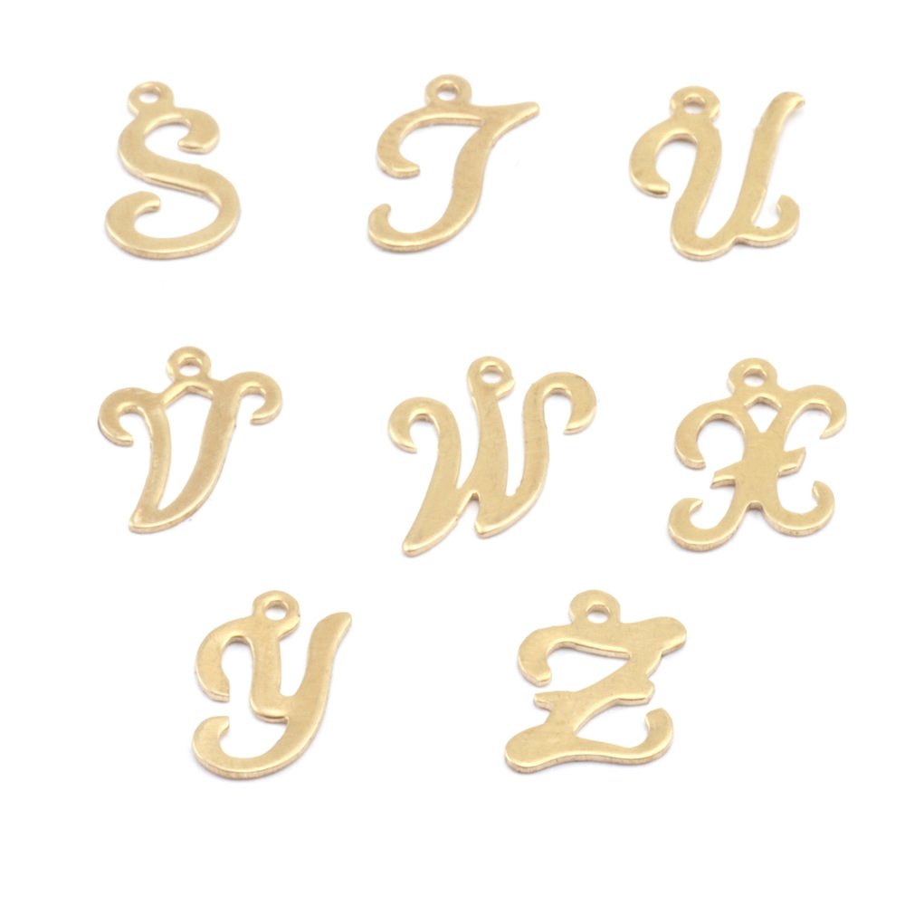 Charms & Solderable Accents Brass Script Letter Charm V, 24g
